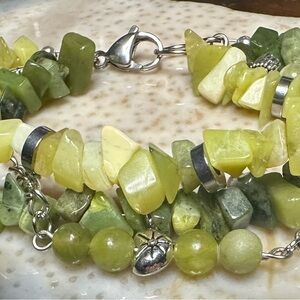 Yellow Jade, Green Jade and Qinghua Jade Bracelet